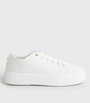 New Look White Canvas Chunky Lace Up Trainers